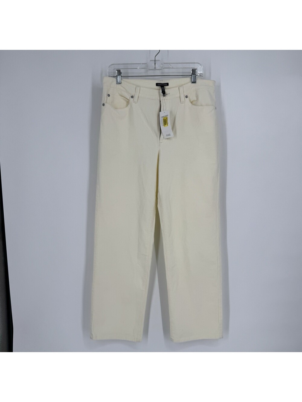 Eileen Fisher Pants 12 ivory high rise relaxed corduroy organic cotton fall work